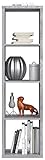 FORTE Mauro Regal 1 x 4 Fächer, Holzwerkstoff, Betonoptik Lichtgrau, (B*H*T): 38.2 x 141.8 x 32.9 cm