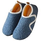Solshine Damen Plüsch Geschlossene Hausschuhe Warme Rutschfeste Pantoffeln Blau 38/39 EU