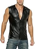 Manview Latex ähnliches Herren Top - Kunstleder Top mit Reissverschluss - Grösse M