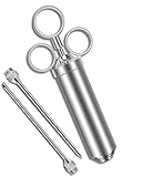 Praknu Bratenspritze Set inkl. 2 Nadeln - Edelstahl Rostfrei - Für leckere BBQ Grill Marinade Gewürze Silber
