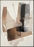 STYLER Bild Diffused 50x70 cm (AUFHÄNGFERTIG) mit elegantem Rahmen – Abstraktes Kunstwerk in Beige Braun Schwarz – Modern Minimalistisch Dekorativ Hochwertig