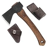 BeaverCraft Handgeschmiedetes Beil AX1 - Campingaxt, Freizeitbeil für Holz Spalten, Outdoor und Garten - Universalaxt, Spaltaxt, Bushcraft Ausrüstung - Kleine Axt mit Holzstiel