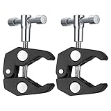 2 Stück Kameras Super Clamps, Magic Arm Clamp mit 1/4 und 3/8 Gewindeclips, Kugelkopf-Stativklemmen für Blitzlicht, Stativ, LCD/DV-Monitor, LED-Leuchten