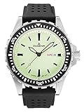 Dugena Herren-Armbanduhr 4460679 Divers Friend, Quarz, grünes Zifferblatt, Edelstahlgehäuse, Mineralglas, Silikonarmband, Dornschließe, 20 bar