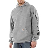 Carhartt Herren Midweight Sleeve Logo Hooded Sweatshirt, Heather Grey/Black, M