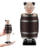 Puxn Lustiger Zigarettenhalter, Weihnachtsmann im Holzfass Zigarettenschachtel Figuren Statue Zigarettenetui für Weihnachtsfeier Heimdekoration, Streichspielzeug Geschenk für Mann (Farbe: Glatze)