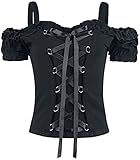 Gothicana by EMP Damen schwarzes T-Shirt mit Schnürung S