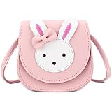KEREDA Kinder Umhängetasche Mädchen, Niedlicher Hase CrossBody Bag, PU Leder Prinzessin Mini Taschen für Kinder Mädchen 2-10 Jahre