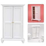 Puppenhaus Miniatur Kleiderschrank 1:12 Mini Möbel Puppenhaus Weiß Holz Kleiderschrank Doppeltür Haushaltsschrank Modell Spielzeug Wohnkultur