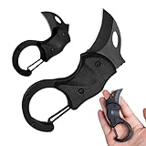 Kleines Taschenmesser mit Karabiner – 2 Stück 1,34 Zoll Edelstahlklinge, Mini Taschenmesser Klappbar als Messer Schlüsselanhänger, EDC Tool für Camping, Wandern, Geschenk für Männer & Frauen