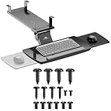 Maclean Tastaturablage Untertisch mit Mausablage | Höhenverstellbar Neigbar Drehbar | Ergonomische Halterung für Schreibtisch bis 5kg | Tastaturhalter aus Stahl und Kunststoff (Schwarz)