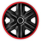 NRM Fast LUX 4X Universal Radkappen Radzierblenden Radblenden Auto KFZ 4 Stück (Schwarz/Rot, 15")