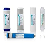 NATURE WATER PROFESSIONALS Set mit 4 Universalfiltern für Umkehrosmose, inkl. Membran für 5-stufige Universalausrüstung und Postfilter-Anschlüsse, 75GPD, Polypropylen