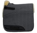 Engel Reitsport | SCHABRA1-D-GRA-MED | Schabracke | Steppstoff | Lammfell im Sattelbereich | Half Lined | Fellkranz vorne | Dressur | Stoff grau Fell med.