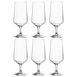 LEONARDO HOME Puccini Bier-Gläser 6er Set • Pilsgläser (410 ml) mit gezogenem Stiel • spülmaschinenfeste Biertulpen • Höhe 18,6 cm • 069541