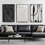 3er Poster Set Moderne Luxus Abstrakt Kunst Wandbilder Schwarz Beige Leinwand Bilder ohne Rahmen Kunstdruck Bild Wanddeko für Wohnzimmer Schlafzimmer (40×50 cm)