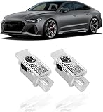 AutoQi Für Audi A3 8P 8L 8V A4 B6 B7 B8 B9 A5 A6 4K 4G A7 Q2 Q3 Q5 Q7 LED Projektor Einstiegsbeleuchtung Tür Logo Laser Türlicht, 2 STK (4 Ringe + Schriftzug)