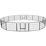 Yaheetech 16 eckig Welpenauslauf Hundelaufstall Zaun Gitter Welpen Hasen Kaninchen Freigehege mit 2 Tür 60 cm Hoch für draußen und Innen