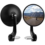 evermotor Lenkerendenspiegel E geprüft, 360° Motorrad Spiegel, 102mm Runde Lenkerendenspiegel, für Quad Roller ATV Moped Scooter, Schwarz, 2 Stück