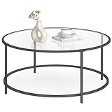 VASAGLE Runder Couchtisch, Wohnzimmertisch mit Stahlgestell, Salontisch, Beistelltisch, schwarz LGT021B01