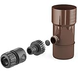 BRYZA® Dachrinne Ablauf für Regendrahverschluss DN Ø 110 mm braun | Regenwassertank Speedy Regenwassersammler für Fallrohr, Filter für Fallrohr, Gartenschlauch, Schnellanschluss