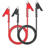 Cleqee 2 Stück Krokodilklemmen Messleitungen Dual endete Krokodil Draht Kabel mit Isolatoren Clips Test flexible Kupferkabel für elektrische Prüfung 3,3ft/1m