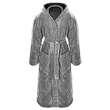 Gräfenstayn® Damen & Herren Kuschelfleece Bademantel mit Kapuze Größe S-XXXL Öko-Tex Standard 100 Flanell Fleece (XXL, Grau)