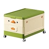 Aufbewahrungsbox mit Deckel,34L Stapelbare Robuste Box für Blöcke,Rollbare Stapelbox mit Griffen,Kreativitäts Kisten Aufbewahrung Kunststoffbox für Lego-Steine,Bücher,Kleidung,CD-Aufbewahrung (Grün)