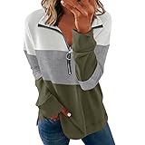 Zldhxyf Tochter Kleid Lässiges Damen-Sweatshirt mit Rundhalsausschnitt und Reißverschluss, lockere, weiche, langärmlige Pullover-Oberteile Poloshirt
