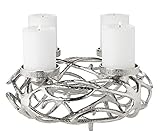 EDZARD Adventskranz Bernd, Aluminium vernickelt, silberfarben, Durchmesser 29 cm, für Kerzen Ø 6 cm, moderner Kerzenhalter, perfekt für Cornelius Kerzen, individuell dekorierbar