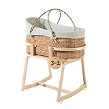 Geuther Moses-Set Babykorb & Untergestell mit Schaukelfunktion | Babywiege für Neugeborene | Babynest | Beistellbett Baby | Baby Bett Komplett Set | Stubenwagen Baby, tragbarer Moseskorb, Mint