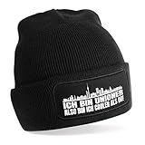 Herzbotschaft Beanie Strickmütze mit Spruch | Ich Bin Unioner Also Bin ich Cooler als du! | schwarz | weiche und warme Fußball Mütze für Berlin Fan | Skyline | SoftTouch Einheitsgröße für Erwachsene