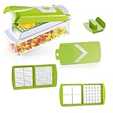 Genius Nicer Dicer Smart (6 tlg.) in Grün - Gemüseschneider für Würfel, Stifte, Scheiben, Streifen und Viertel - Salatschneider Mandoline Gurkenhobel