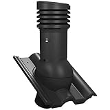 Entlüfterkamin EVO DN125 für Braas - Frankfurter, Benders - Mecklenburger, ProDach - Doppelrömer Dachziegel Entlüfter Dachlüfter (RAL 9005 - Schwarz)