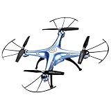Syma X5HW 2.4G 4CH RC Quadrocopter Drohne (0.3MP HD Kamera, Wireless FPV Echtzeitübertragung, High-Hold, 360°3D Flips Eversion, Headless-Modus, Built-in 6-Achsen Gyro, LED Licht) Blau