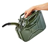 BW® Kraftstoffkanister Metall Benzinkanister 10 Liter mit Ausgießer - Olivgrün - RAL 6003 - TÜV-geprüft und UN-Zulassung - Made in Europe