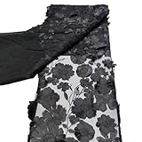 Bestickter Blumenstoff, 3D-Gaze, Chiffon, Blumenblätter, Vintage-Spitzenstoff, 91,4 cm breit, Stickapplikationsbänder Stoff (Stil D)