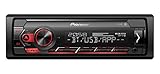 Pioneer MVH-S320BT, 1DIN Autoradio mit halber Einbautiefe, Menüsprache deutsch, Bluetooth, USB, AUX-IN, Freisprechen, rot