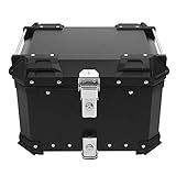 BigKing Motorrad Topcase 45L – Wasserdichter Motorradkoffer mit Schloss & 2 Schlüsseln, Universal Heckbox für Roller & Motorrad, CNC-Aluminium Gepäckbox (Schwarz)
