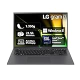 LG gram 17 Zoll Notebook - 1350g Intel Core Ultra7 Laptop (32GB RAM, 2TB Dual SSD, 21,5h Akkulaufzeit, IPS Panel Anti-Glare Display, Win 11 Home, 2024) - Grau