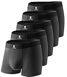 GLESTORE Herren Boxershorts Unterhosen Männer Short Boxer Unterwäsche Modal 5er Pack Schwarz XL
