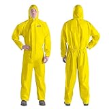 YIBER Einweg-Overall Schutzanzug halloween kostüm | Ganzkörperschutzanzüge in 7 Größen mit verschiedenen Spezifikationen & strapazierfähigem PPSB-Material & PE-Folie | Sicher für unzählige Anwendungen