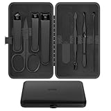 OFIDUS Precision 8 Teiliges Reiseset für Herren Nagelpflege, Maniküreset aus Edelstahl mit Fingernagel- und Fußnagelknipser, Nagelfeile, Pinzette mit schräger Spitze, Nagelhautschere