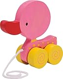 Kimberly-Baby Nachziehtier Ente Nachziehente Ziehente für Kleinkinder aus Holz in der Farbe (rosa)