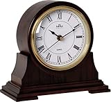 MPM Retro Dark Wood Tischuhr, Dunkles Holz, Traditionelle und Elegante Holztischuhr, Römischen Ziffern, Präziser Quarz-Schrittmotor, Holz, schöne Wanddekoration für Wohnzimmer, Küche oder im Büro