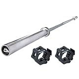 MSPORTS Langhantelstange Olympia Professional Silber Matt | Premium Qualität - Kugelgelagert - 50 mm Bohrung - gerändelte Grifffläche | Langhantel (Langhantel + Verschluss)