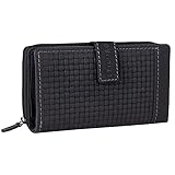 STILORD 'Isabella' Leder Geldbeutel Damen RFID Schutz Vintage Portemonnaie geflochten für Frauen Anti NFC Großer Geldbörse Echtleder mit Geschenkbox, Farbe:schwarz