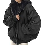 VaiKanhai Jacke Teenager Mädchen Cutecore Clothing Flauschige Jacke Damen Korean Clothes Boucle Jacke Damen Sherpa Jacke Damen Mäntel Frauen Winter Baumwolle Jacken Oversize Damen Jacken S-XXL