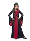 Halloween! Smiffys Kostüm Vamp, Rot und Schwarz, mit Kleid und Kapuze, Schnürdetail