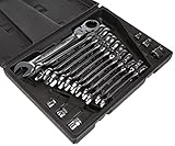 KS 5034868 Tools 503.4868 GEARplus Gelenk-Ratschenringmaulschlüssel-Satz, 18-tlg.feststellbar